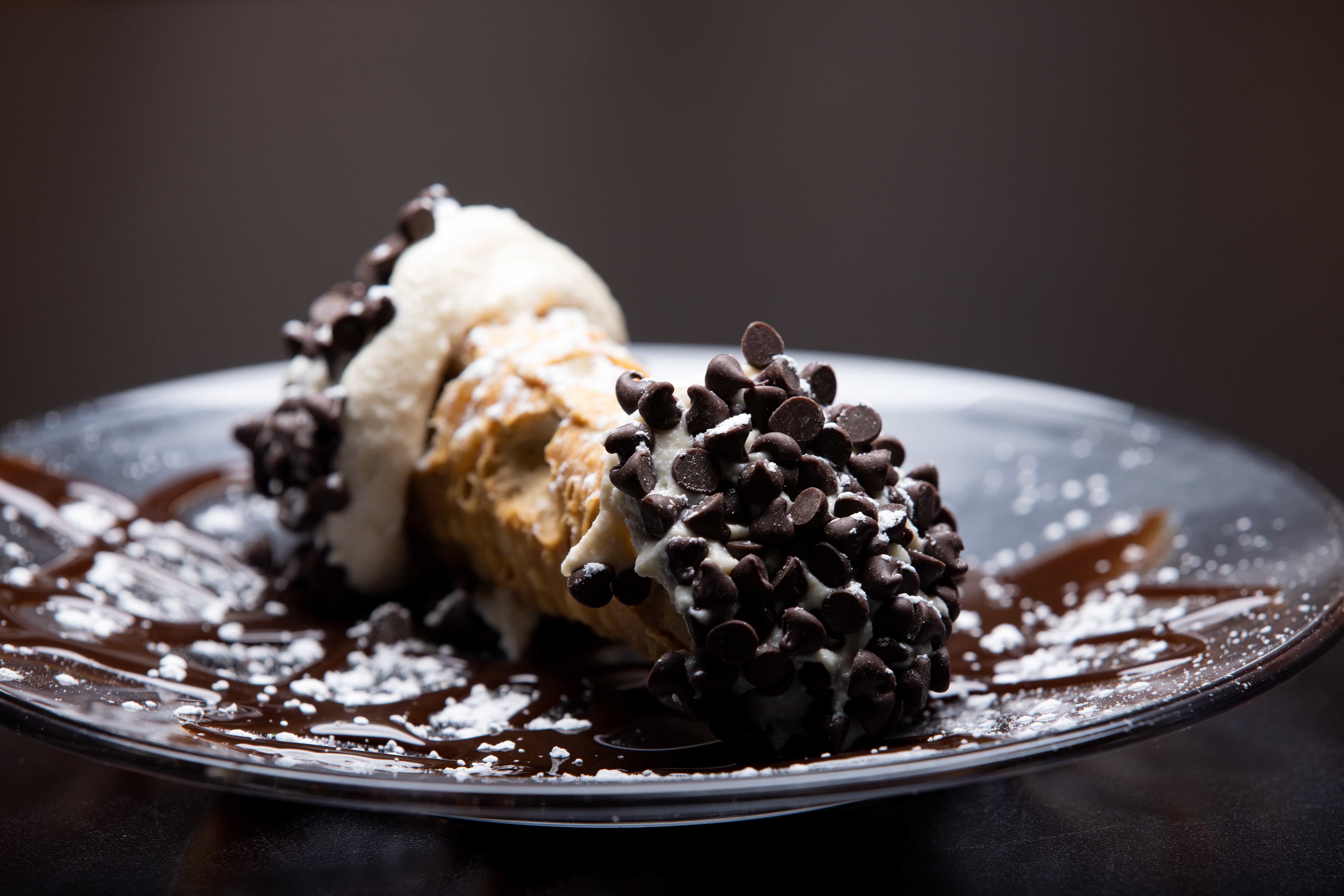 Traditional Sicilian cannoli with sweet ricotta